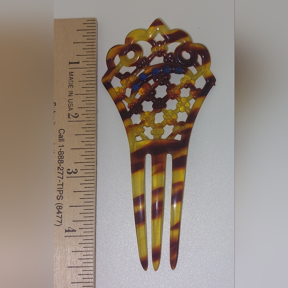 Vintage Faux Tortise Shell Celluloid Hair Comb